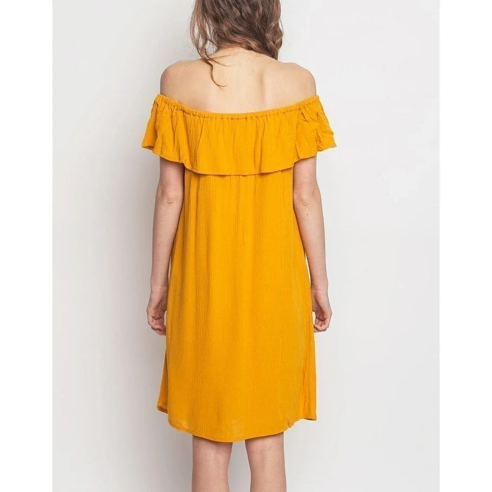 Ichi Marrakech Off-The-Shoulder Ruffle‎ Dress in Yellow, Size XS - Picture 11 of 14